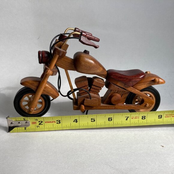 Wood Harley Motorcycle Model Chopper Figurine - Picture 2 of 6